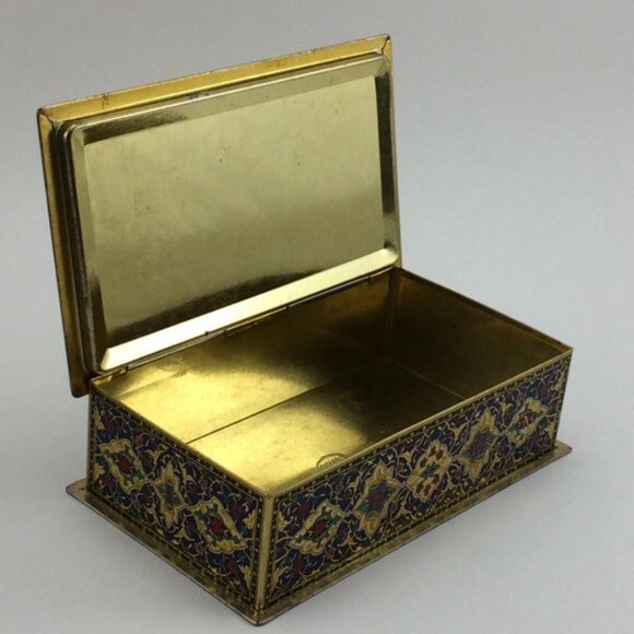 Schrafft's Vintage Tin Candy Box Canco Persian Lithograph Motif Hinged Lid - Picture 9 of 16